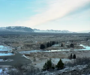 looking across Þingvellir from the Atlantic tectonic plate to the Eurasian plate