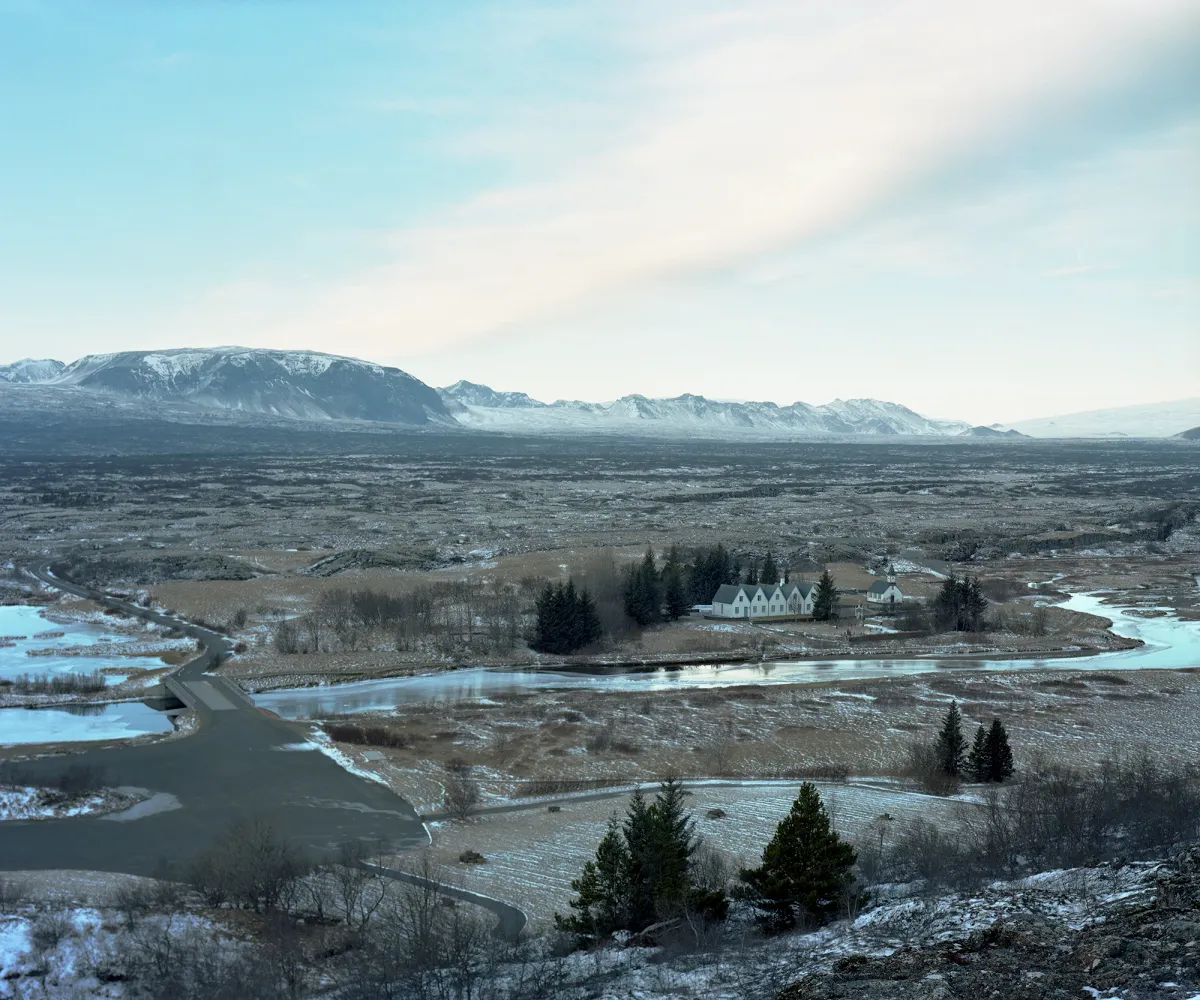 looking across Þingvellir from the Atlantic tectonic plate to the Eurasian plate